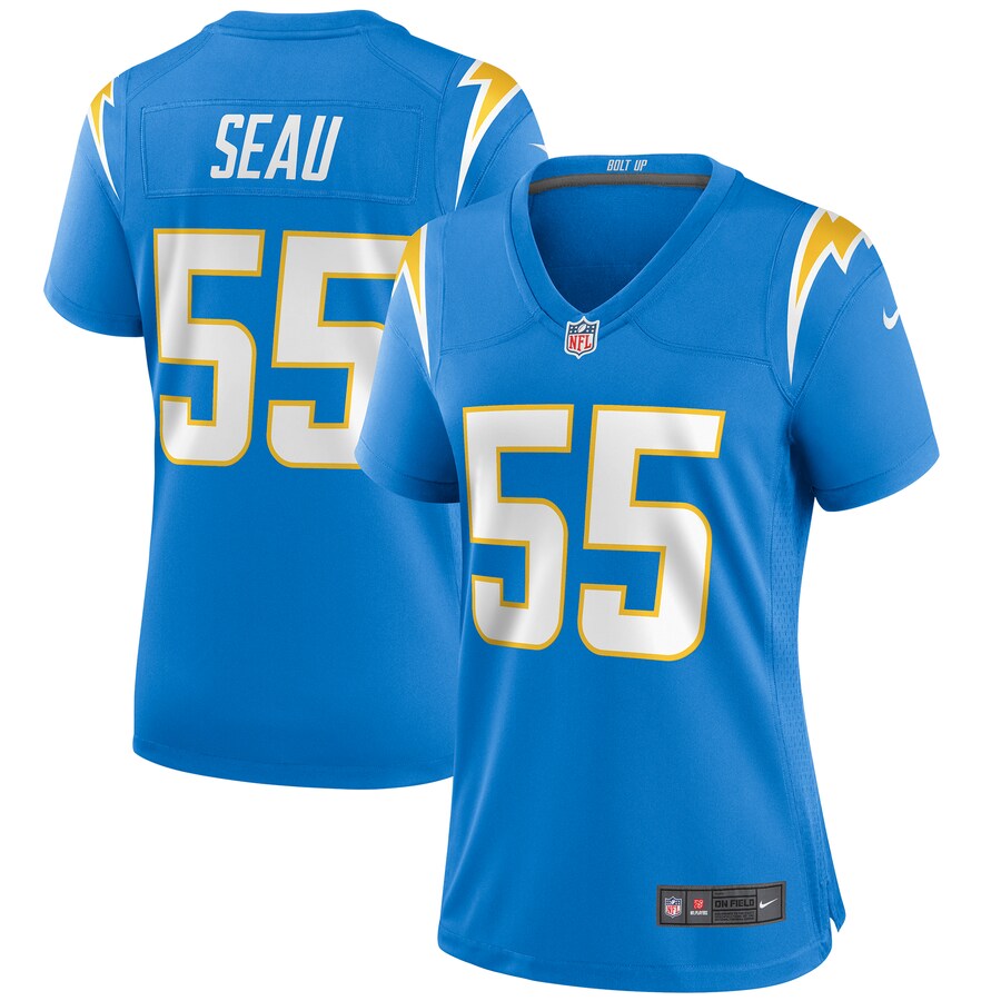Custom Women NFL Los Angeles Chargers #55 Seau light blue Limited NFL Jerseys->women nfl jersey->Women Jersey